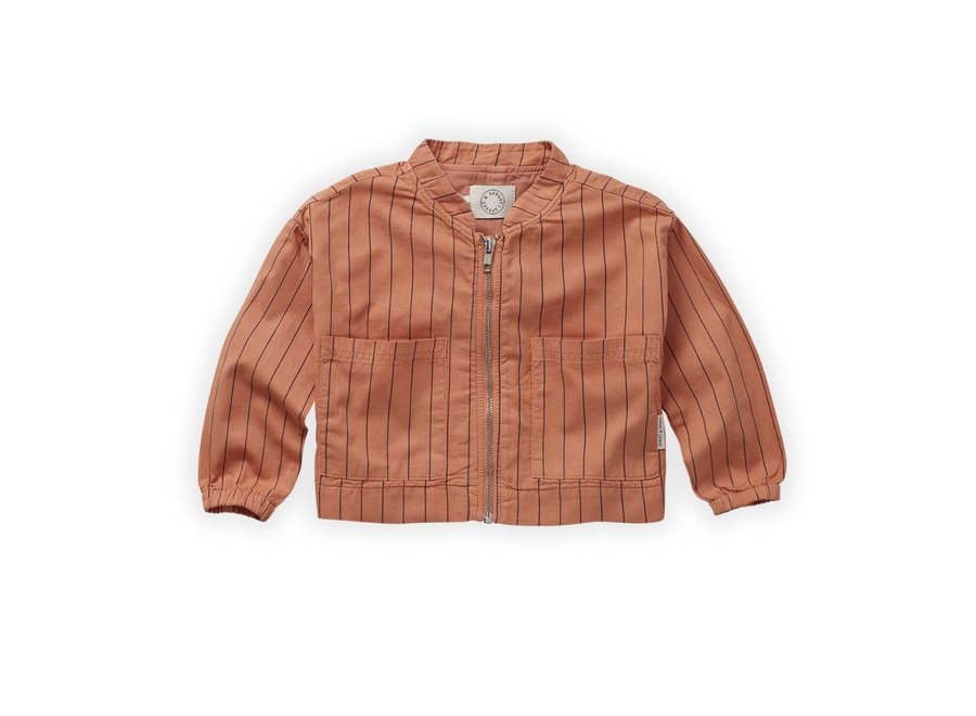 Sproet & Sprout | Woven loose crop jacket stripe Café