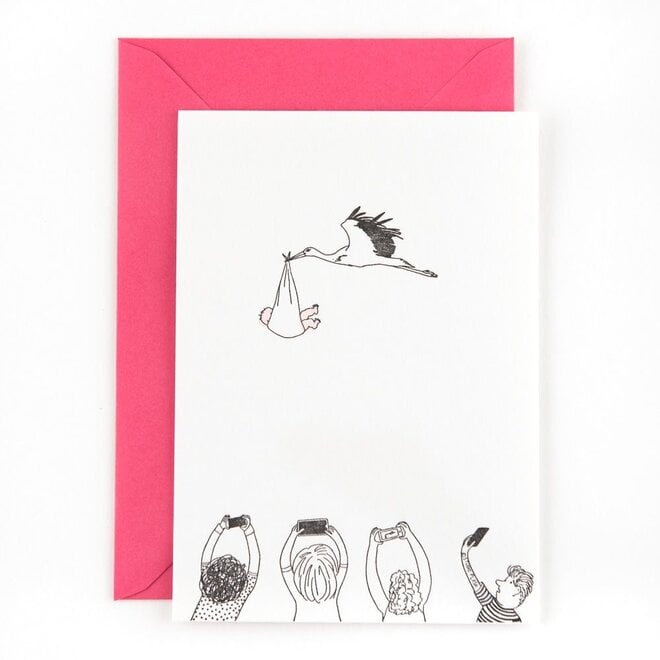 Studio Flash | Letterpress Card 'stork with baby'
