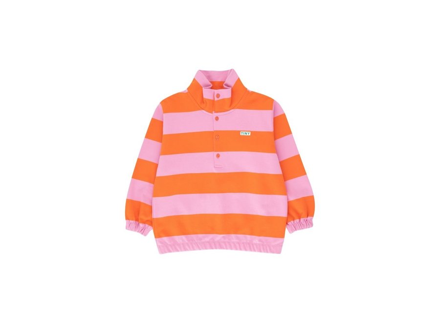 Tiny Cottons | Tiny Stripes Mockneck Sweatshirt Gardenia/Summer Red