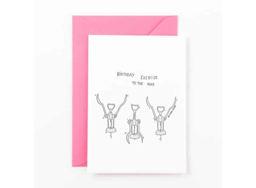 Letterpress Card 'birthday excersize to the max'