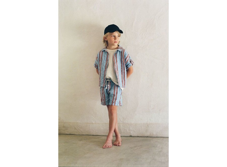 My Little Cozmo | Cary Striped denim Bermuda shorts