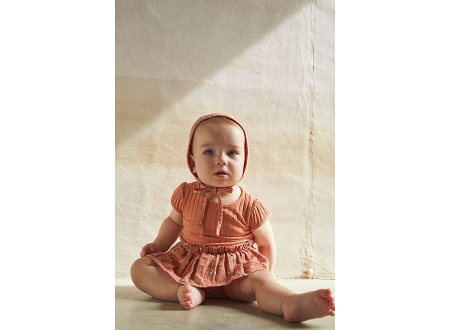 My Little Cozmo | Annete Muslin floral baby bloomers Terracotta