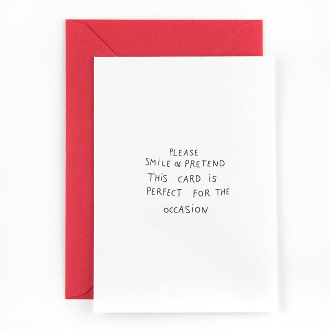 Letterpress Card 'please smile and pretend'