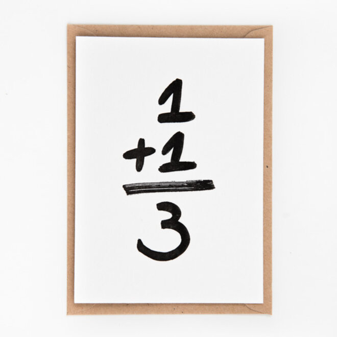 Letterpress Card '1+1=3'