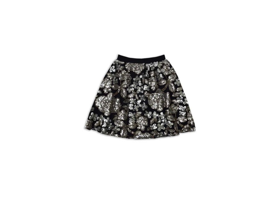 Dolly Rok Silver Gold Flowers Sequin