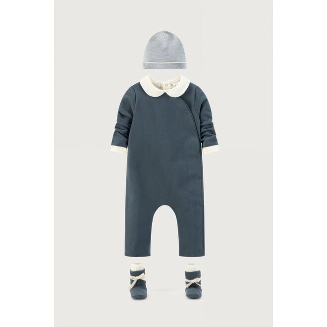 Gray Label | Baby Suit with Snaps GOTS Blue Grey