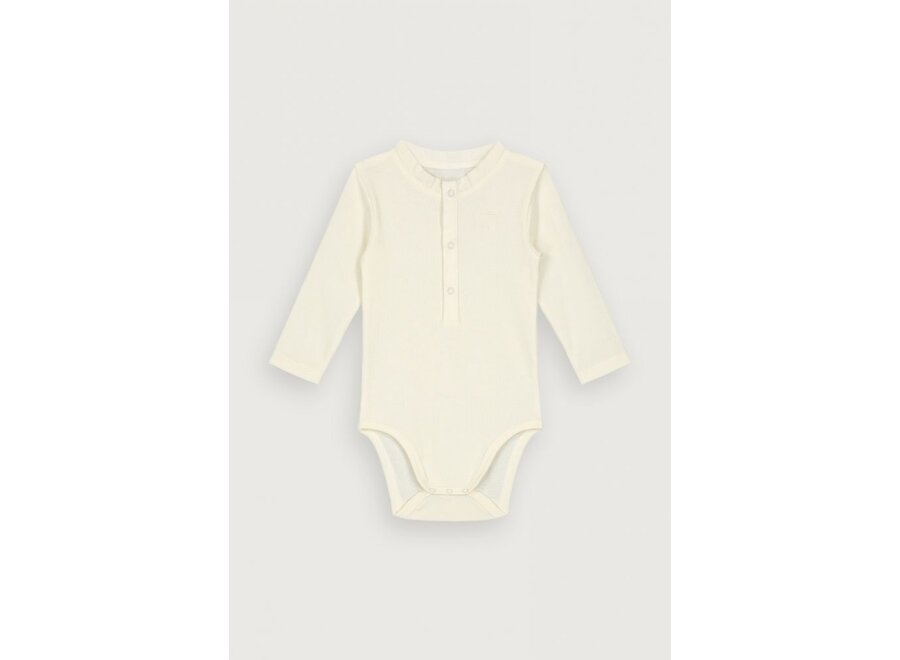 Baby L/S Henley Body GOTS Cream