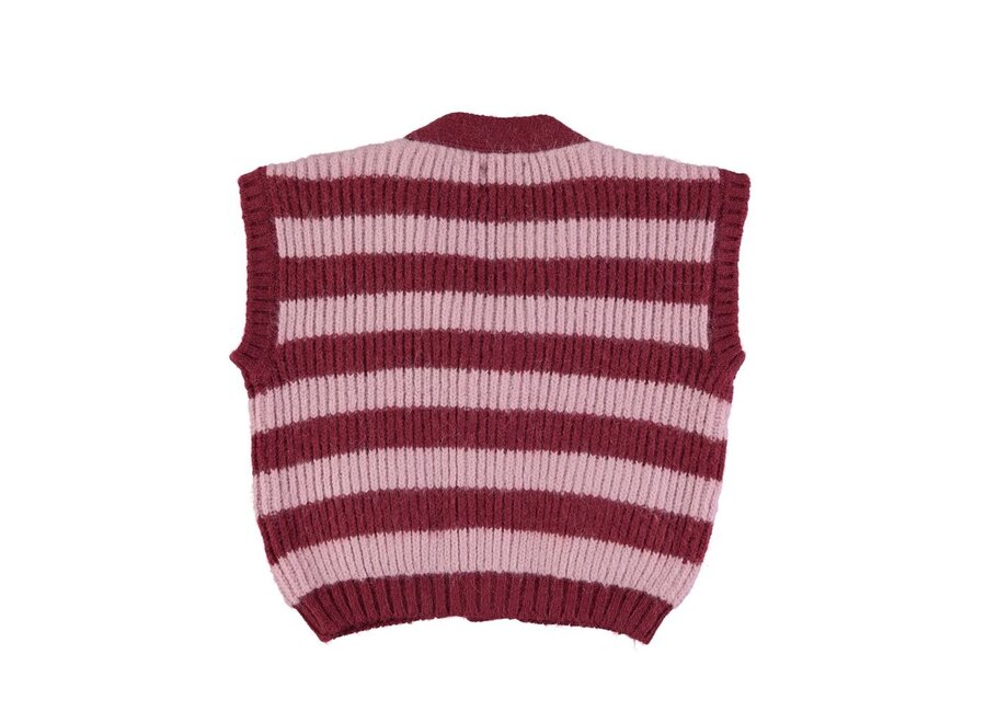 Piupiuchick | Knitted Waistcoar Pink & Strawberry Stripes