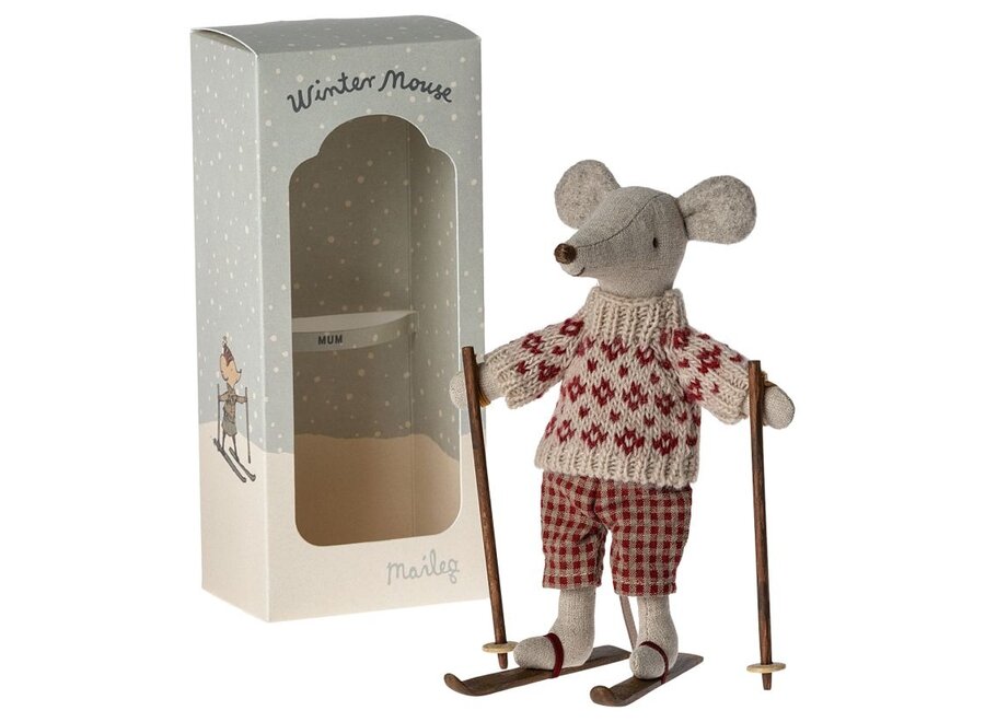 Maileg | Winter Mouse With Ski Set Mum