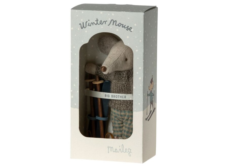 Maileg | Winter Mouse With Ski Set Big Brother