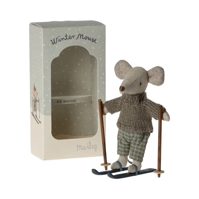 Maileg | Winter Mouse With Ski Set Big Brother