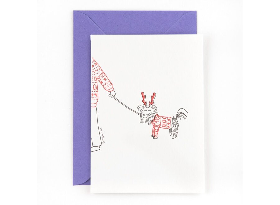 Letterpress Card 'Ugly Christmas sweater doggy style'