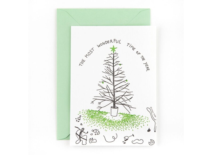 Letterpress Card 'jolly Christmas tree irony'