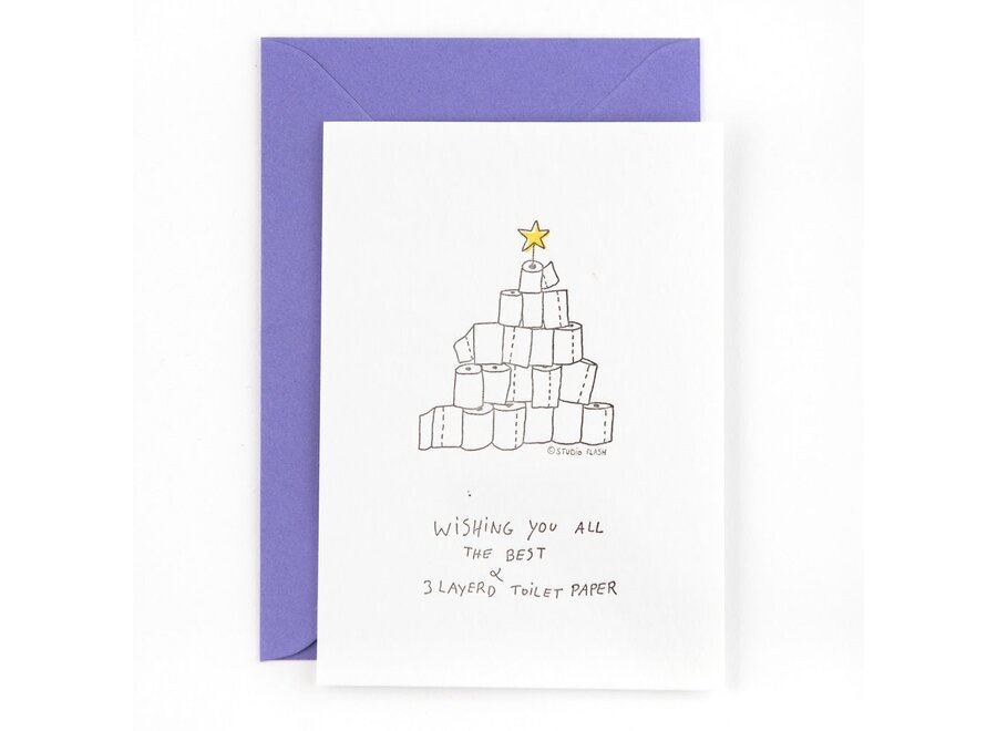 Studio Flash | Letterpress Card 'toilet paper Christmas tree ski'