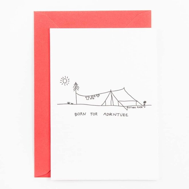 Letterpress Card ‘Born for adventure - camping style’