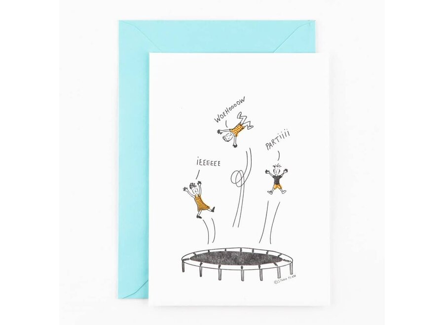Letterpress Card 'Jumping party'