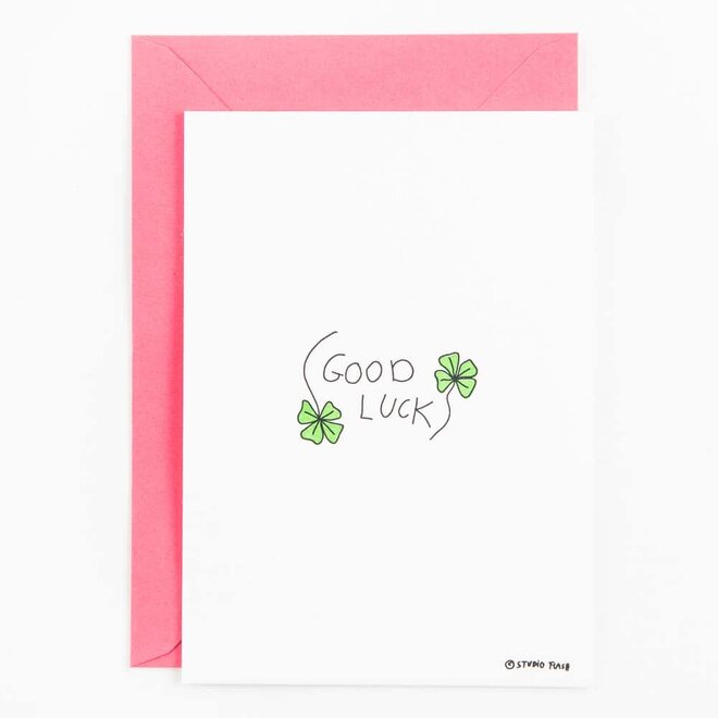 Letterpress Card 'Good luck - clover'