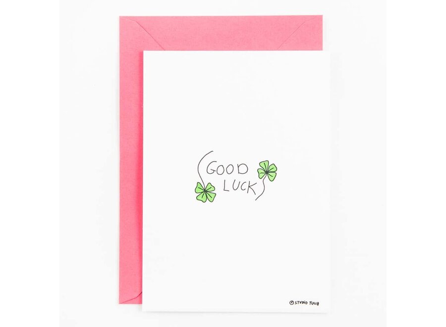 Letterpress Card 'Good luck - clover'