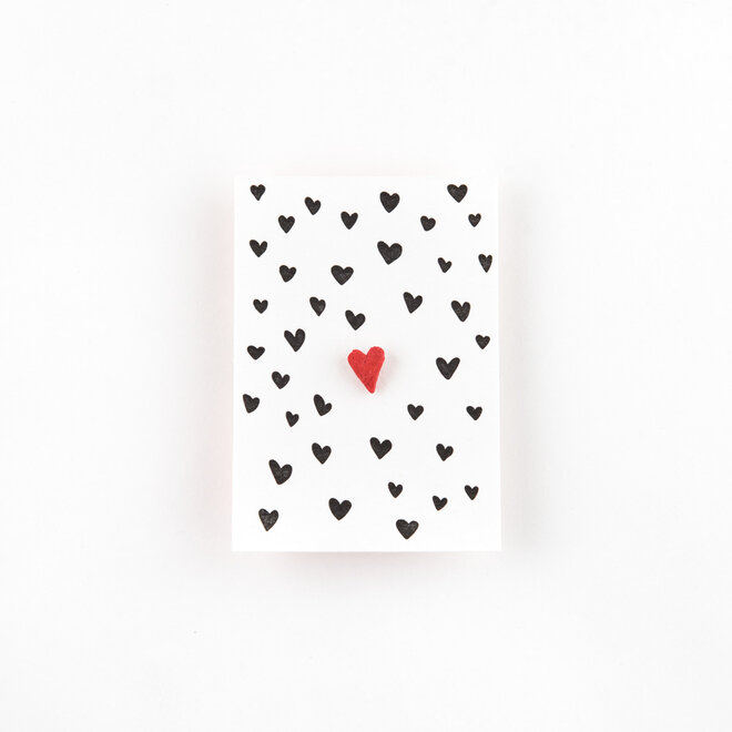 Letterpress Card PIN 'Lots of hearts'