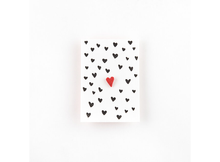 Letterpress Card PIN 'Lots of hearts'