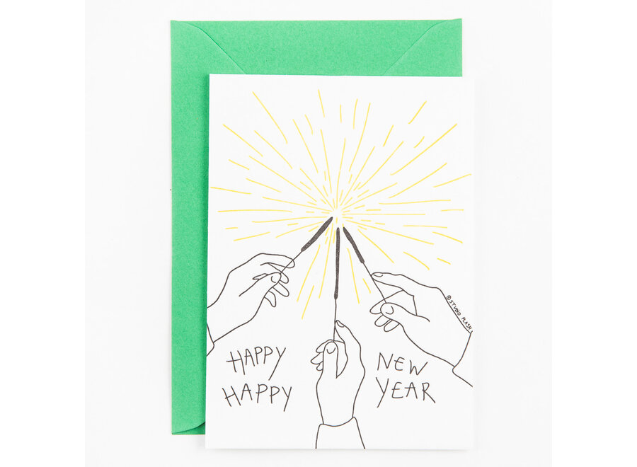 Letterpress Card 'Firework stick for New Year'
