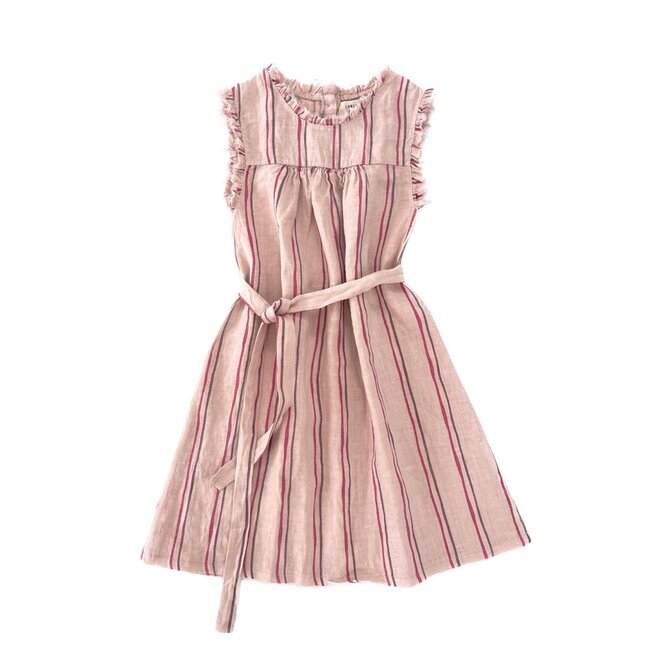 Longlivethequeen | Dress Ruffles Pink Linen Stripe