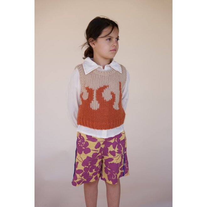 Longlivethequeen | Woven Bermuda Yellow Purple Flower