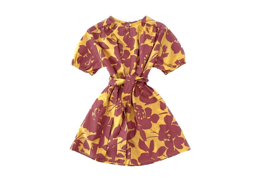 Longlivethequeen | Dress With Bow Yellow Purple Flower