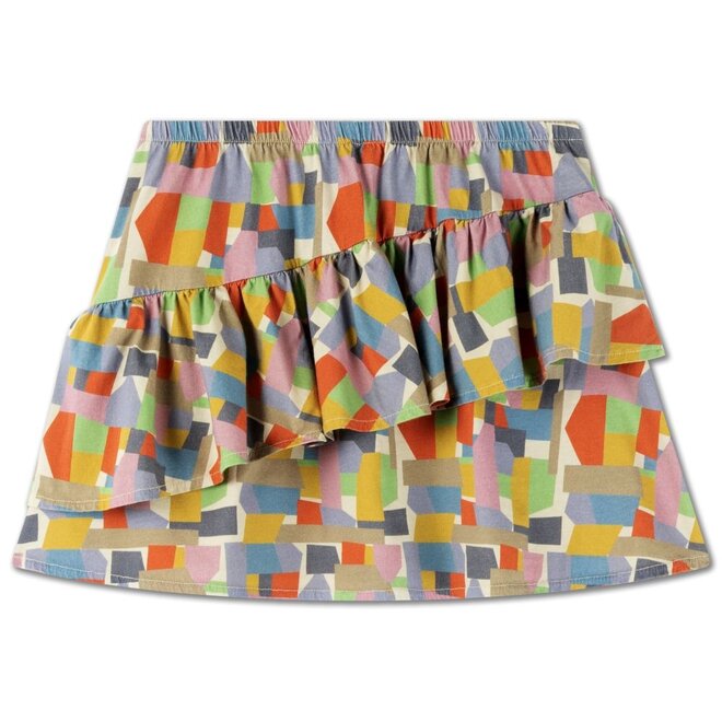 Ruffle Skirt Graphic Colorblock