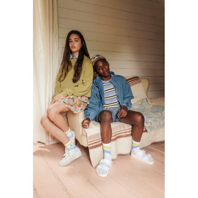 Repose AMS | Ruffle Skirt Graphic Colorblock