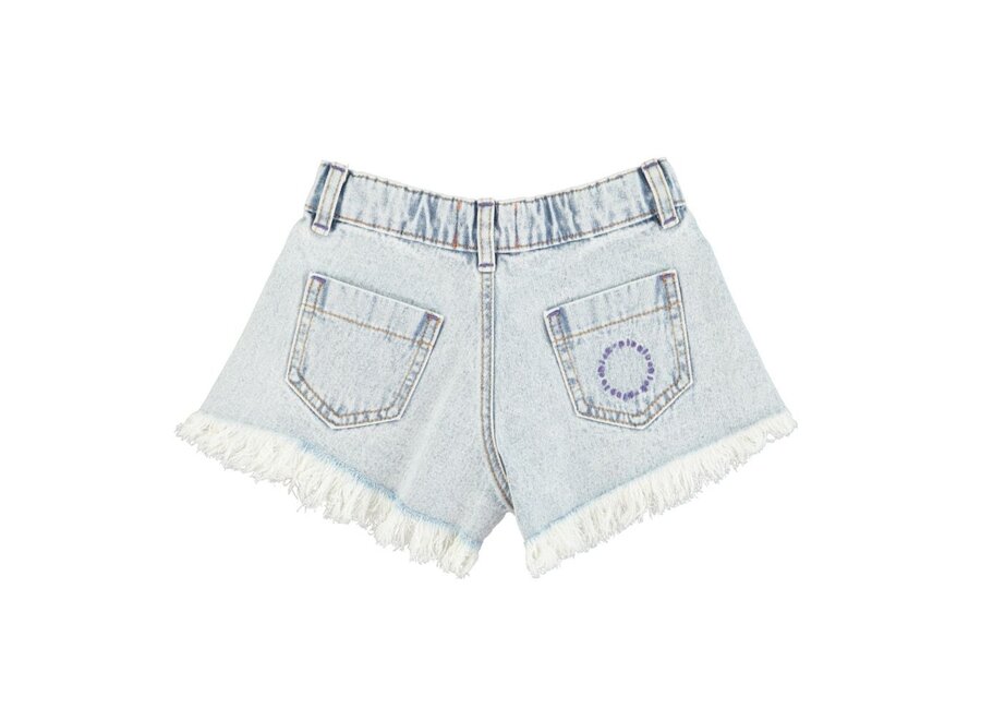 Piupiuchick | Shorts Fringes Washed Blue Denim