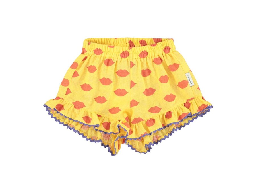 Piupiuchick | Shorts Frills Yellow Red Lips