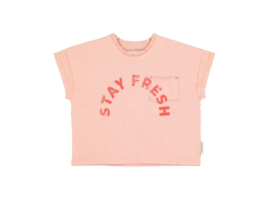 Piupiuchick | T-Shirt Light Pink "Stay Fresh" Print