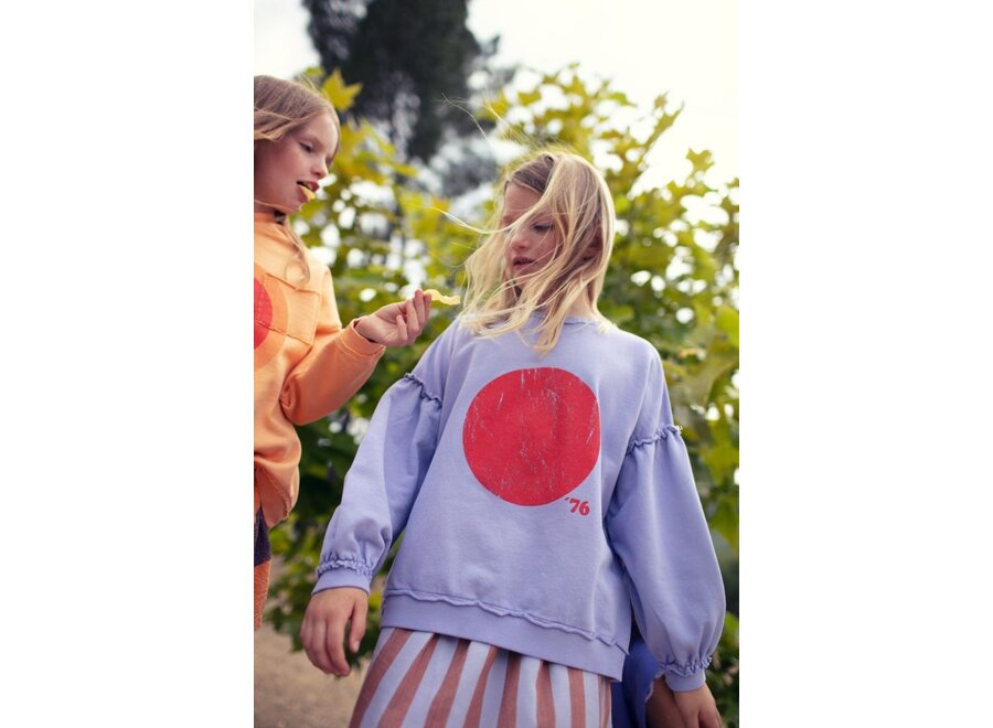Piupiuchick | Sweatshirt Balloon Sleeves Lavender Red Circle Print