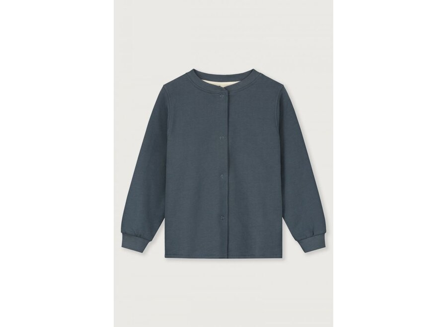 Gray Label | Round Neck Cardigan GOTS Blue Grey