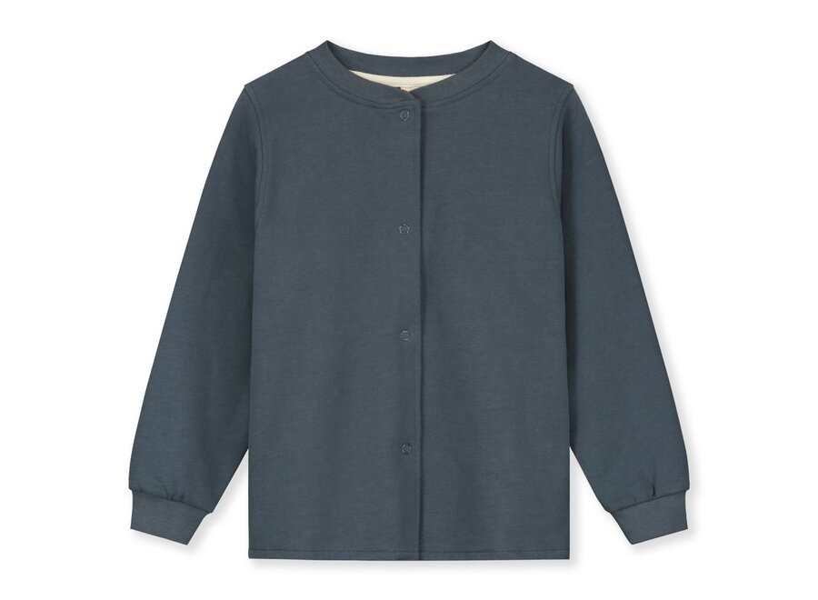 Gray Label | Round Neck Cardigan GOTS Blue Grey