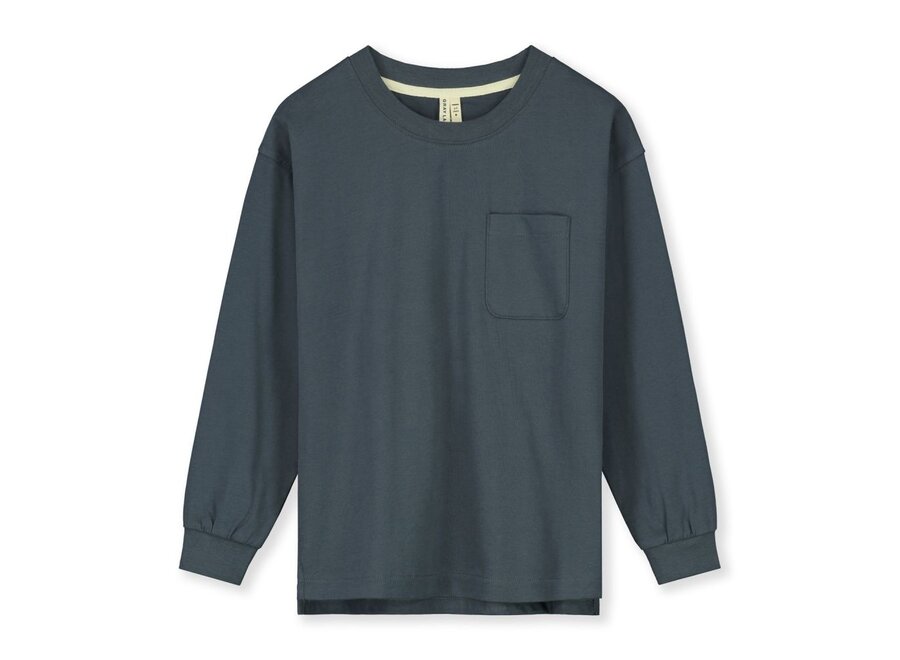 Oversized L/S Tee GOTS Blue Grey