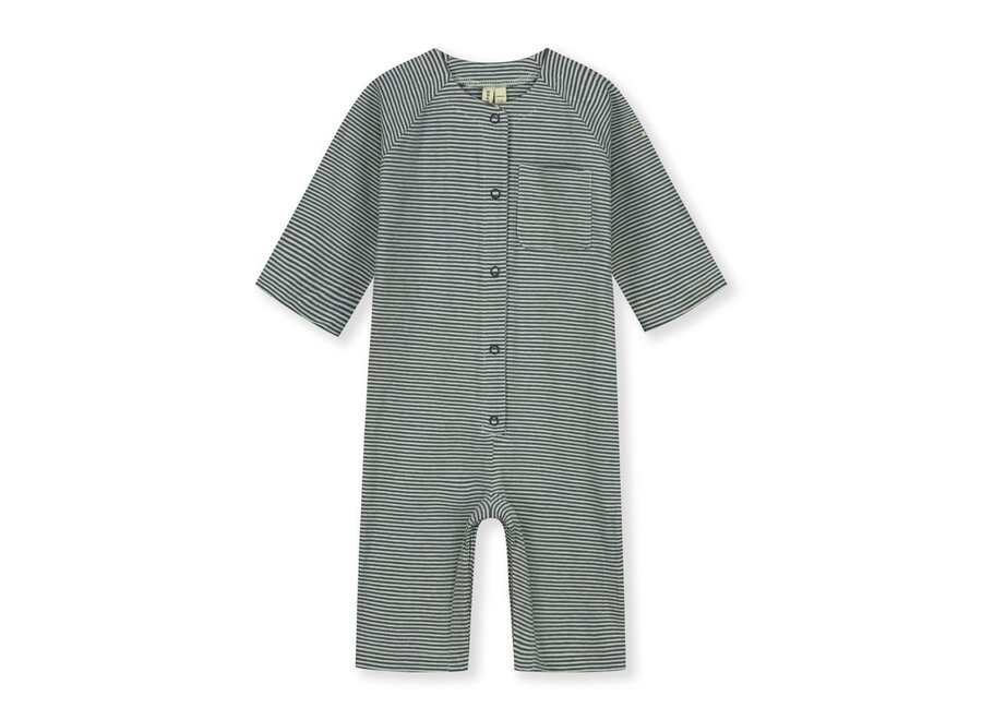 Baby Overall GOTS Blue Grey/Cream