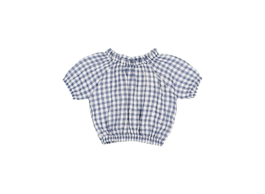 Buho | Gingham Top Blue Stone
