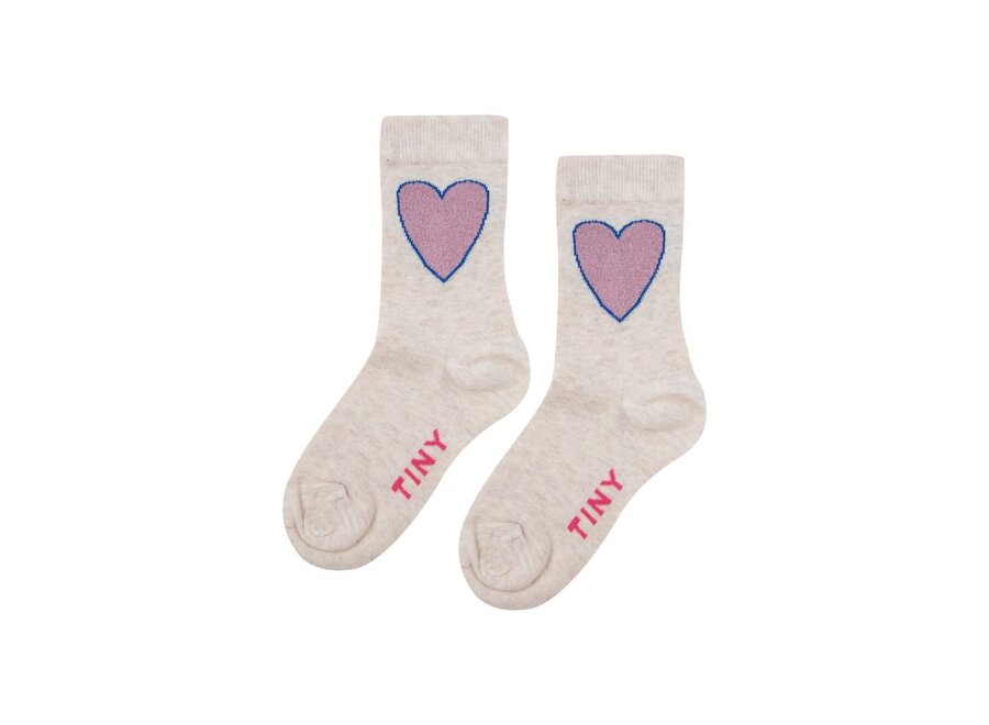 Tiny Cottons | Heart Medium Socks Cream Melange