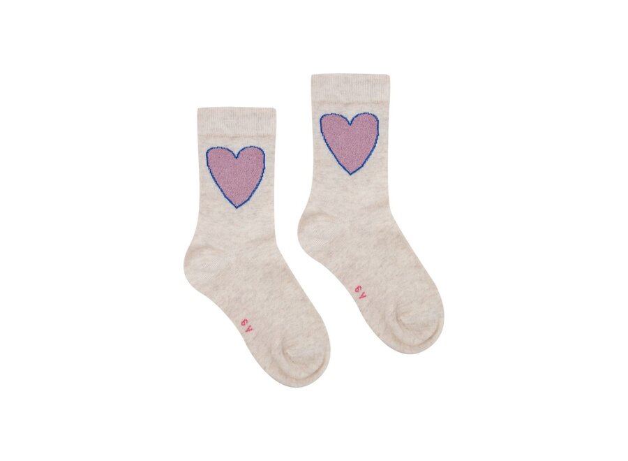 Tiny Cottons | Heart Medium Socks Cream Melange