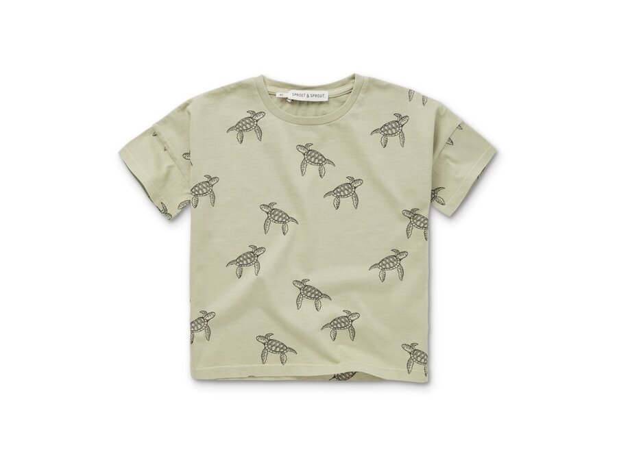 Sproet & Sprout | T-Shirt Wide Turtle Print Aloe Vera