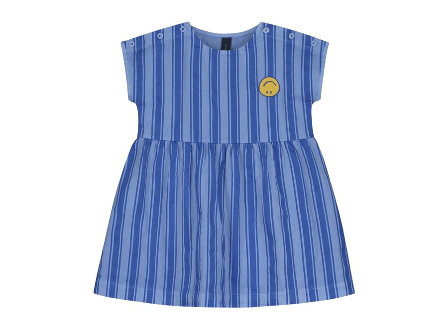 Summer Dress Vertical Stripe Mid Blue