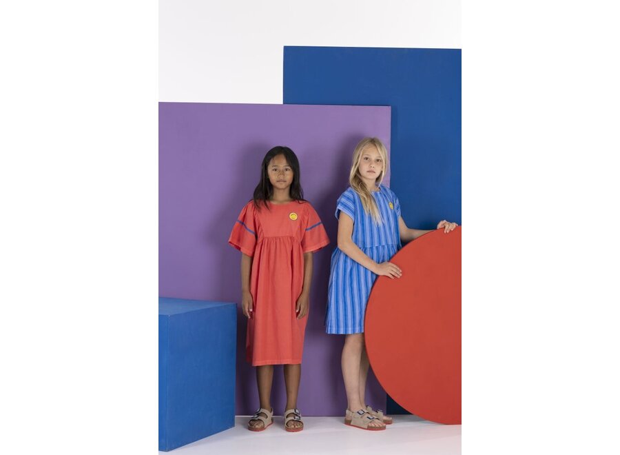 Bonmot | Summer Dress Vertical Stripe Mid Blue