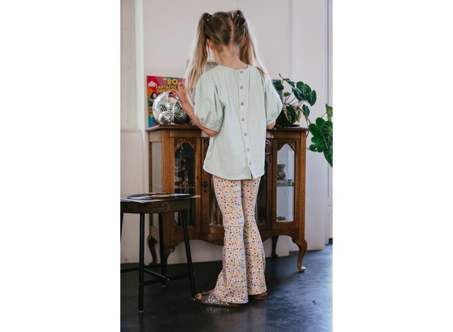 Petit Blush | Bowie Flared Pants Flowers AOP