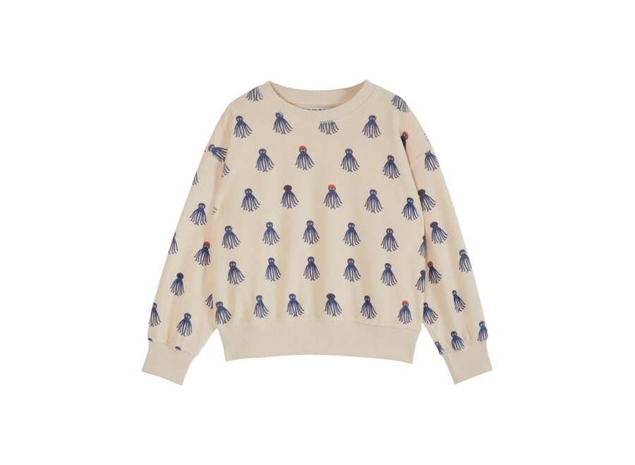 Emile et Ida | Imprime All Over Sweater Creme Octopus Bleu