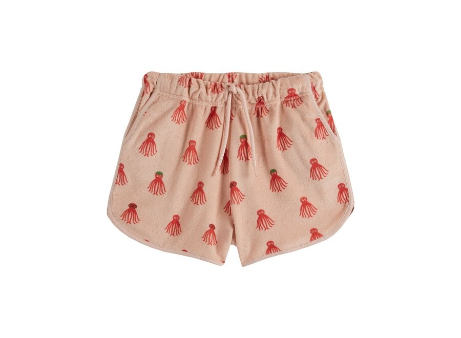 Emile et Ida | Eponge Imprime Korte Broek Crepe Octopus Rouge