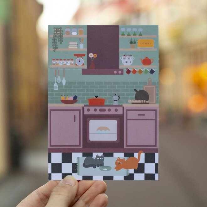 Habitat | Postkaart Todaysies 005 - keuken met poesjes