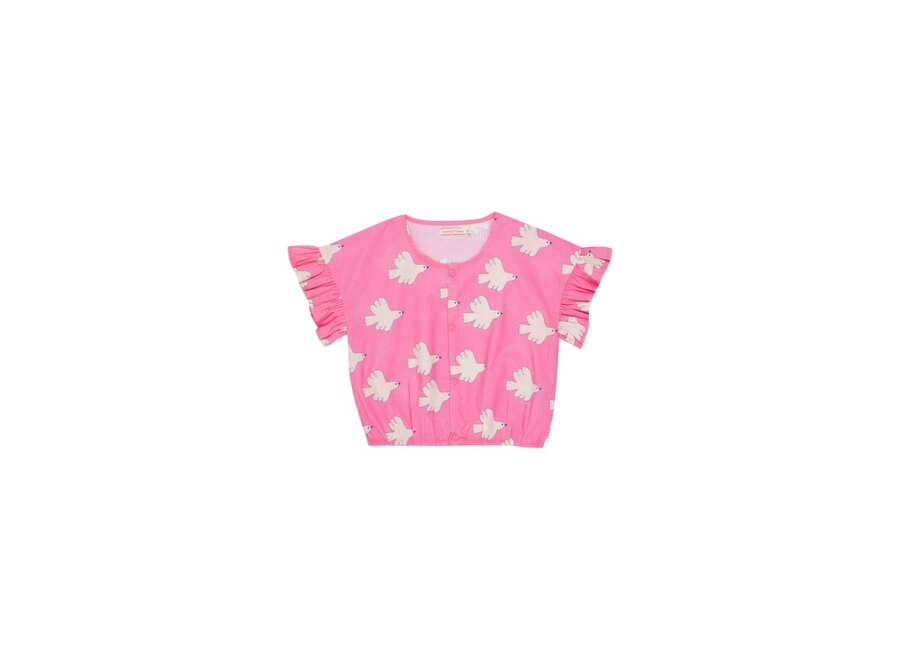 Tiny Cottons | Doves Frill Blouse Dark Pink