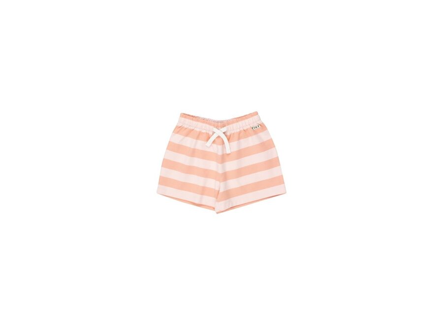 Tiny Cottons | Stripes Short Pastel Pink/Papaya